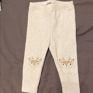 Adorable Cream Deer Print fleece lined Leggings